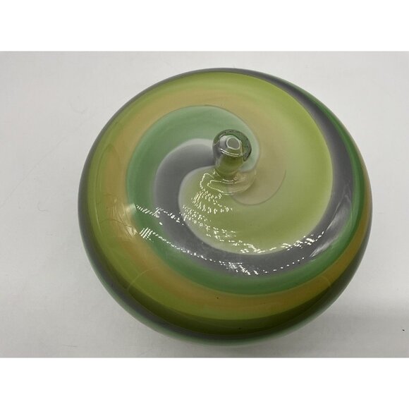 Art Glass Apple Figurine Vintage 1960's Made in Japan Green,Yellow,Orange Swirl - Picture 14 of 16